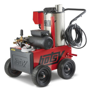 Industrial cleaning equipment featuring a heavy-duty Hotsy pressure washer designed for powerful cleaning performance